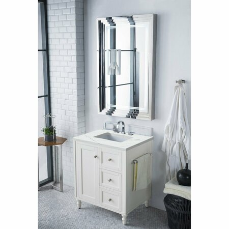 James Martin Vanities Copper Cove Encore 30in Single Vanity, Bright White w/ 3 CM Ethereal Noctis Quartz Top 301-V30-BW-3ENC